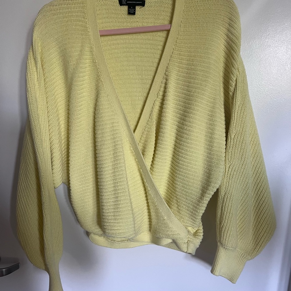 INC International Concepts Yellow Cardigan Sweater